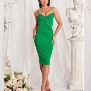 Lavish Alice Emerald Green Midi Dress NWT 10 Sweetheart Spaghetti Strap Zip